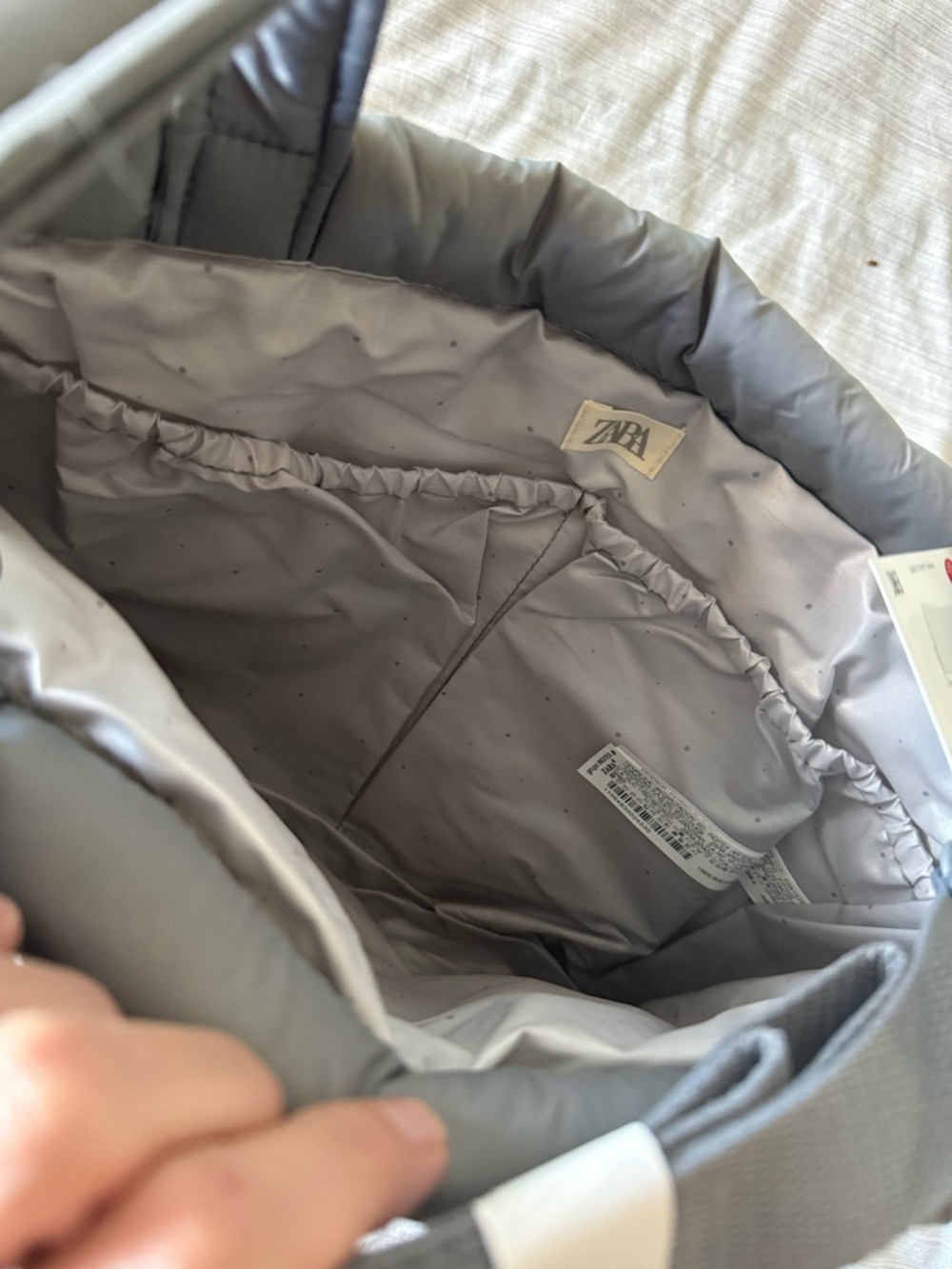 ZARA Quilted Tote Stroller Bag in Light Gray - Picture 4 of 5